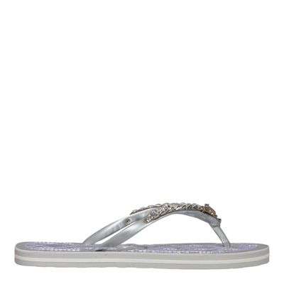 Chinelo Flip Flop Matelassê Prata Metalizado