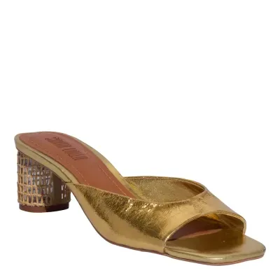 Mule Couro Metallic Balla Ouro