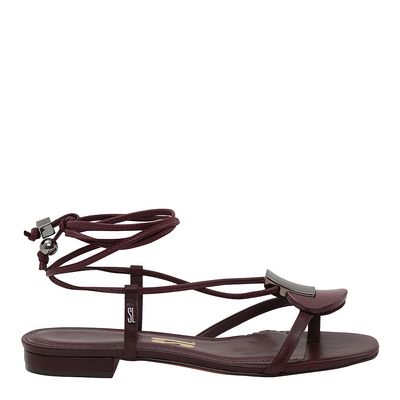 Rasteira couro pelica soft bordo