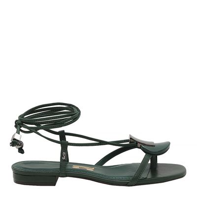 Rasteira Tiras Metal Verde