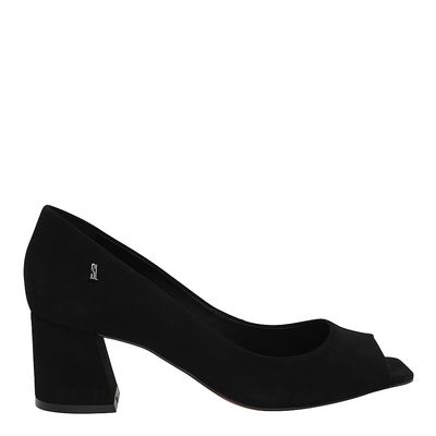 Peep Toe Camurça Cabra Preto