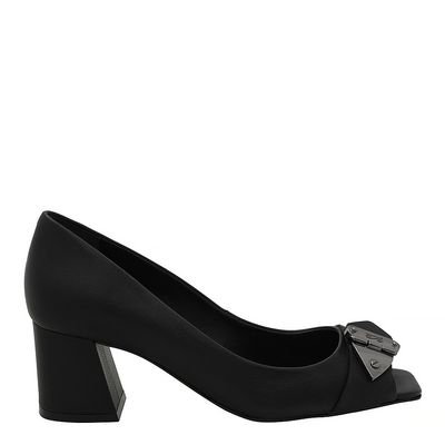 Peep Toe Couro Pelica Premium Preto