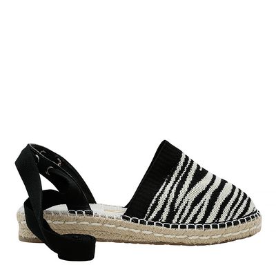 espadrille Amarração Knit Listrado Preto e Branco