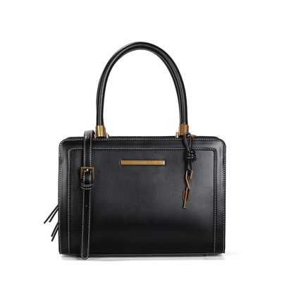 Bolsa Tote Bag Soft Preta Transversal Pespontos