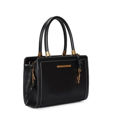 Bolsa Tote Bag Soft Preta Transversal Pespontos