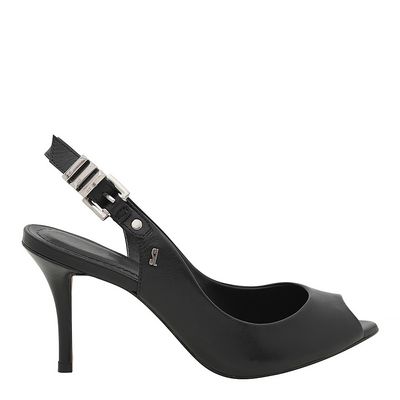 Peep Toe Couro Pelica Soft Preto
