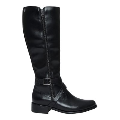 Bota Preta Couro Cano Alto