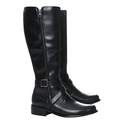 Bota Preta Couro Cano Alto