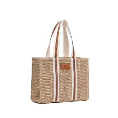 Bolsa Quadrada Estruturada Palha Preta Alça De Ombro