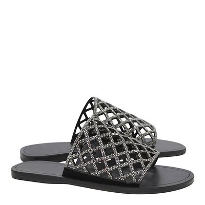 Rasteira Manta Cristal Jet Hematite