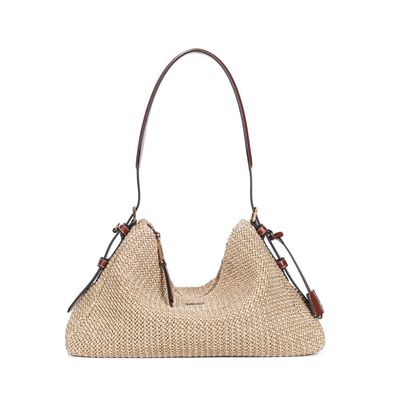 Bolsa Tramado Grande Bege Alça De Ombro