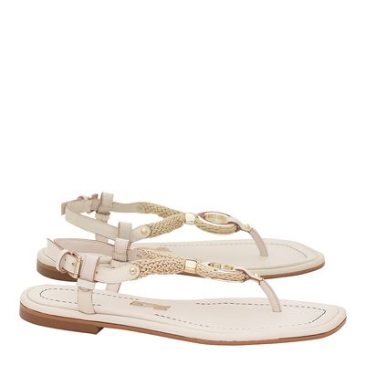 Rasteira napa santorine bege porcelana