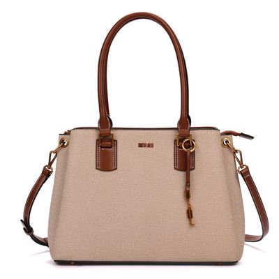 Bolsa Tote Bag Canvas Bege Fog Alça Transversal