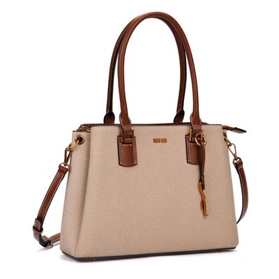 Bolsa Tote Bag Canvas Bege Fog Alça Transversal