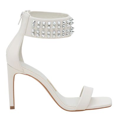 Sandália New Spikes Bico Quadrado Off White