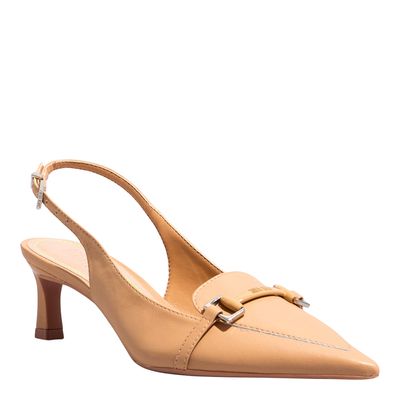 Scarpin Bege Napa Soft Bico Fino Bridão