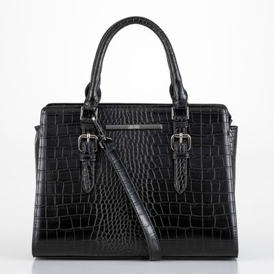 Bolsa Croco Estruturada Preta