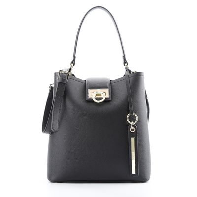 Bolsa Média Argola Metal Preta