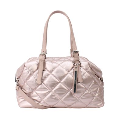 Bolsa Grande Nylon Matelassê Nude Rosado