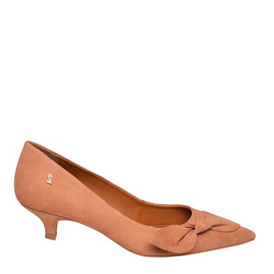 Scarpin Nobuck Bico Fino Bege