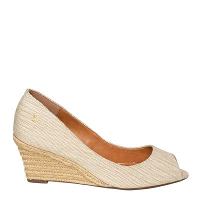 Peep Toe Linho Cordas Bege
