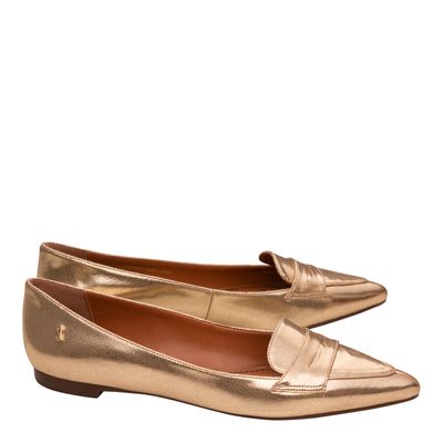 Sapatilha Bico Fino Metal Color Dourado
