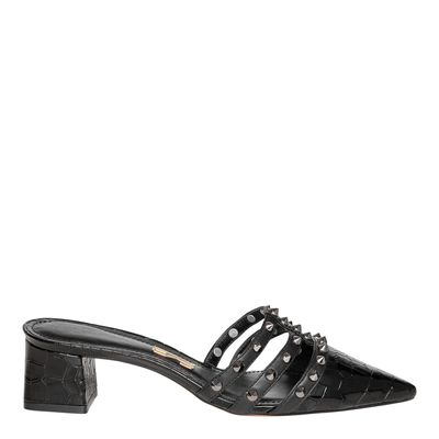 Mule Croco Envernizado Spikes Preto