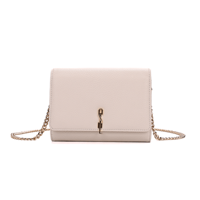 Bolsa Carteira Metalizada Off White Alça Corrente Transversal
