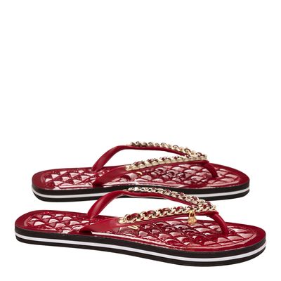 Flip Flop Corrente Dourada Vinho