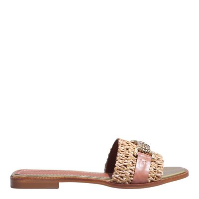 Rasteira Couro Marrom Bico Quadrado Bridão