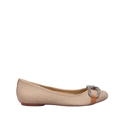 Sapatilha Linho Copacabana Bege Strass Brilho