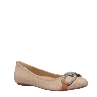 Sapatilha Linho Copacabana Bege Strass Brilho