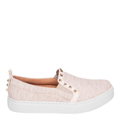 Tênis Slip On Tecido Eco Rebite Off White