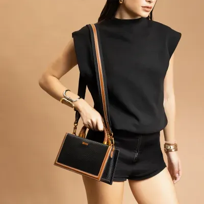Bolsa Tote Pequena Floater Preta Duas Alças