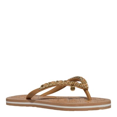 Chinelo Flip Flop Verniz Bege Corrente