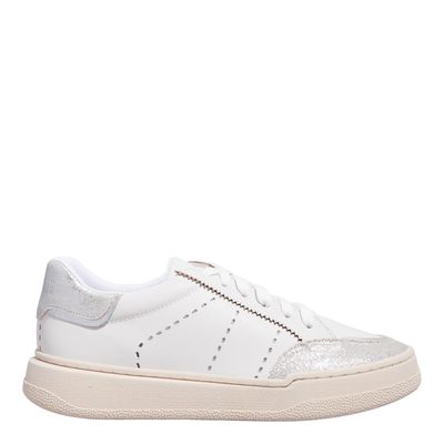 Tênis Couro Camurça Glitter Prata