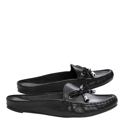 Mule Mocassim Couro Laço Sl Preto