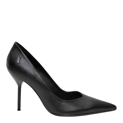 Scarpin Bico Fino Salto Texturizado Preto