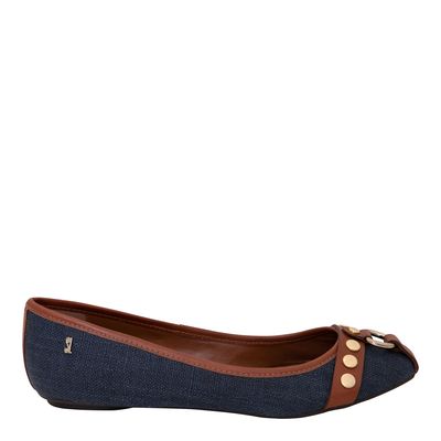 Sapatilha Linho Tachas Azul Marinho