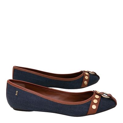 Sapatilha Linho Tachas Azul Marinho