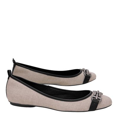 Sapatilha Linho Fivela Preto