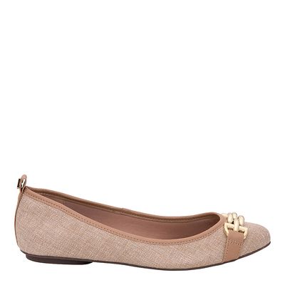 Sapatilha Linho Fivela Bege