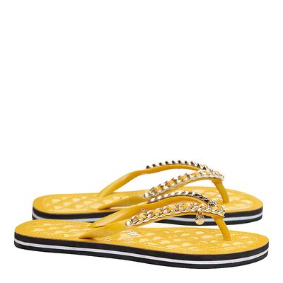 Flip Flop Corrente Dourada Amarelo