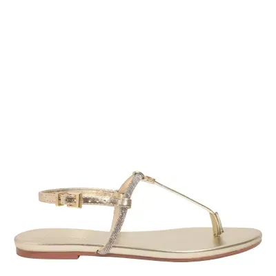 Rasteira Specchio Metalizado Dourado Brilho