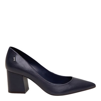 Scarpin Salto Grosso Azul Escuro