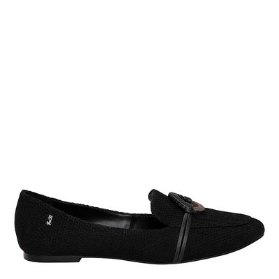 Mocassim Tecido Tramado Preto