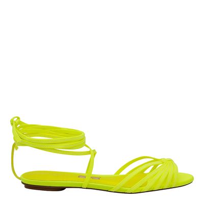 Rasteira Malha Tiras Amarelo Neon