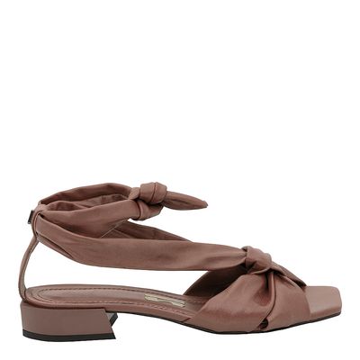 Rasteira Couro Pelica Soft Laços Marrom