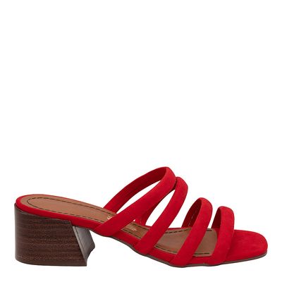 Mule Sl Suede Tiras Vermelho