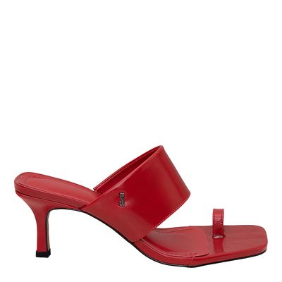 Mule Tiras Salto Fino Vermelho